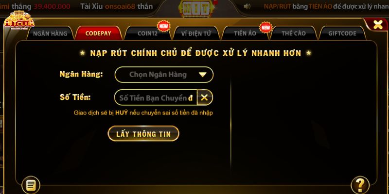 Trang chủ 19 Các phương thức nạp tiền tại HitClub